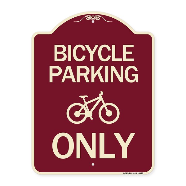 Bicycle Parking Only With Graphic Heavy-Gauge Aluminum Architectural Sign, 24" x 18", BU-1824-24320
